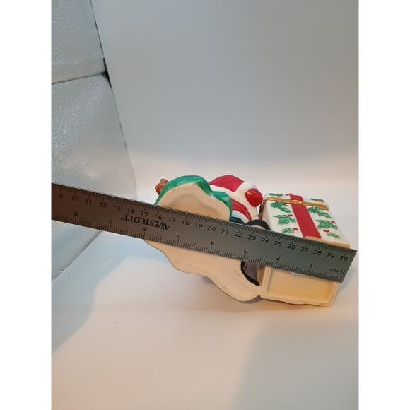 Partylite Santa Claus Bag Of Toys Present Candle Holder-Trinket Box Ceramic - Picture 9 of 11